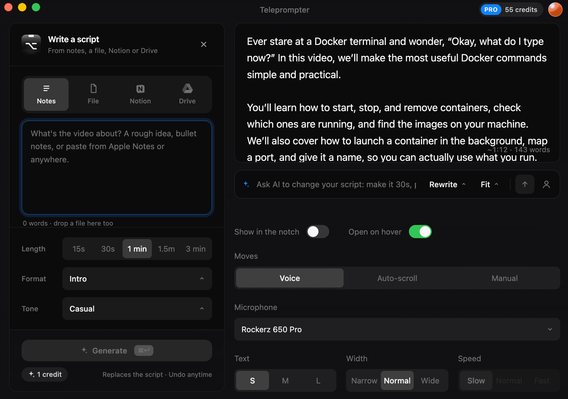 Voice mode, with a Bluetooth microphone picked